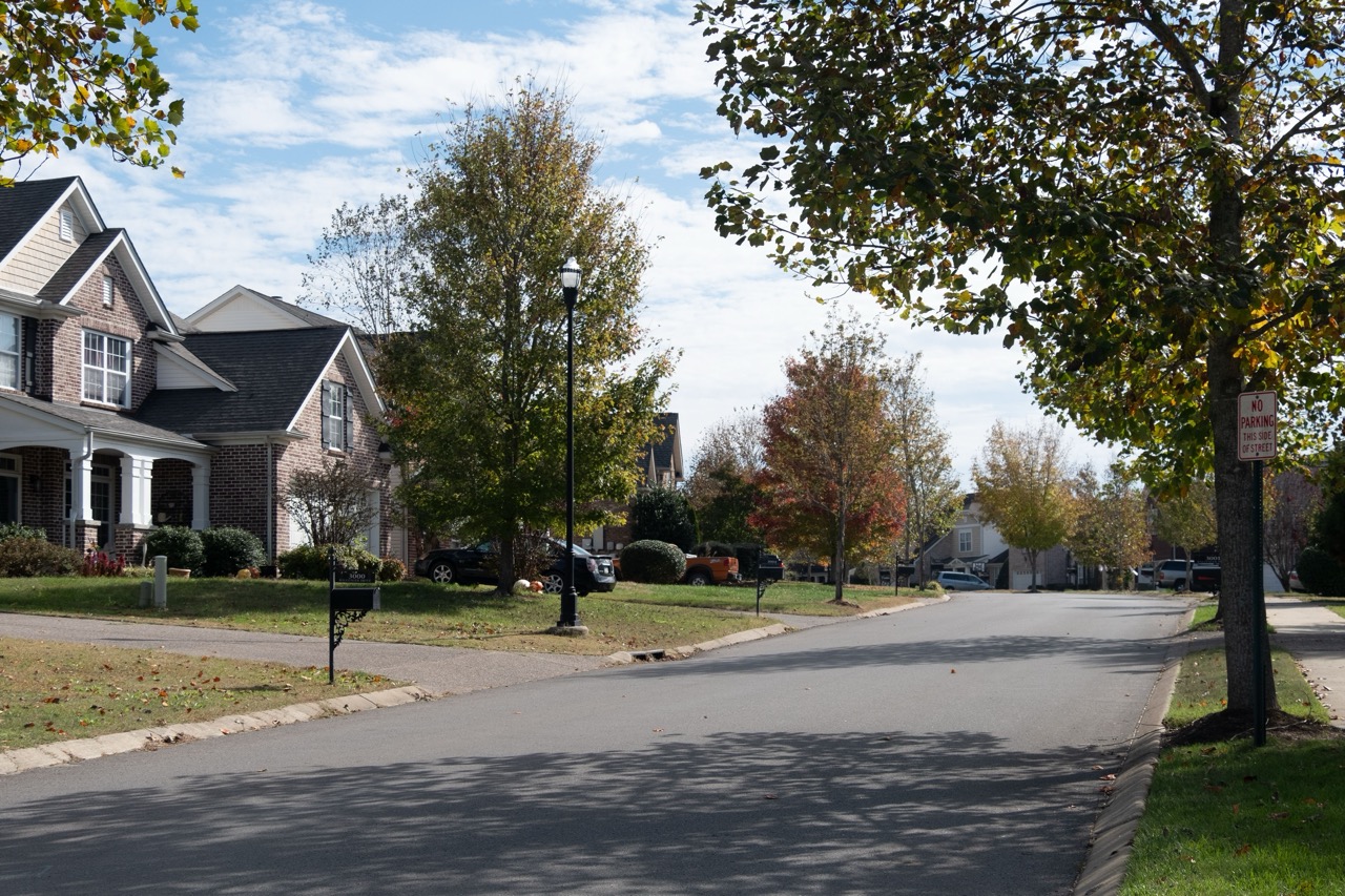 Leafy American residential neighborhood in Tennessee